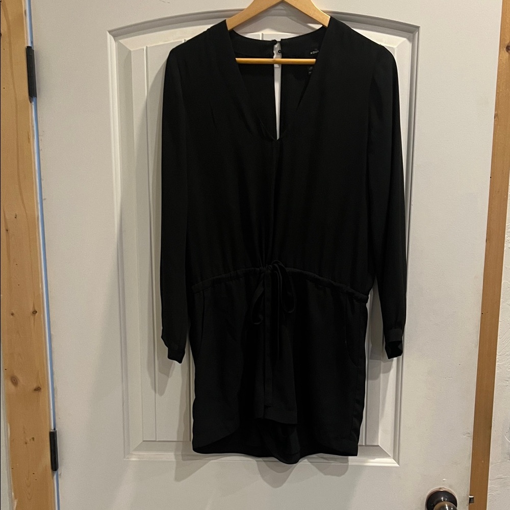 Aqua Black Polyester Tunic Top